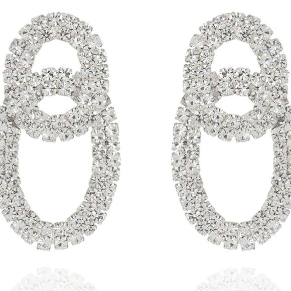 GLAM RHINESTONE DOUBLE CIRCLE EARRINGS - Picture 5 of 6